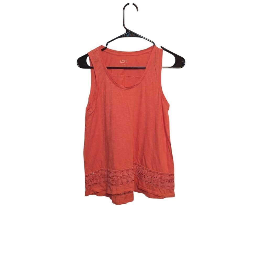 Loft Ann Taylor Women's Tank Size XS Salmon Color Crochet Sleeveless Summer